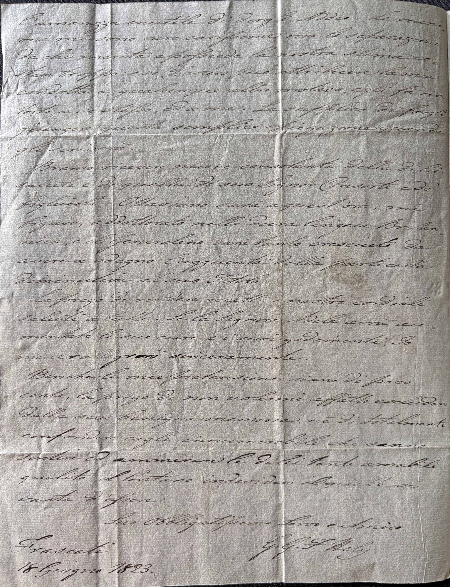 G. G. F. Hely sua lettera